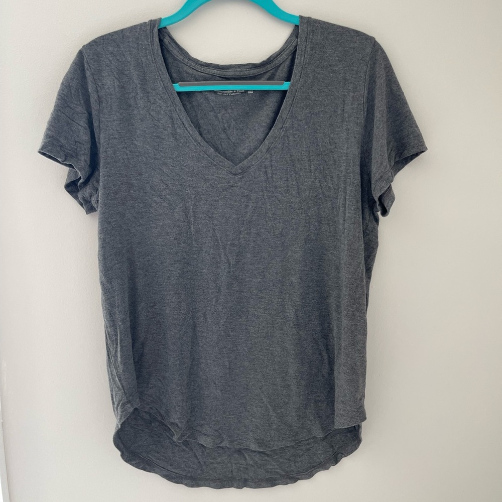 Abercrombie & Fitch Dark Gray V-Neck Tee